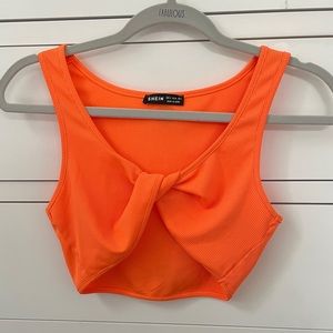 Ribbed Knit Twist Front Tank Top